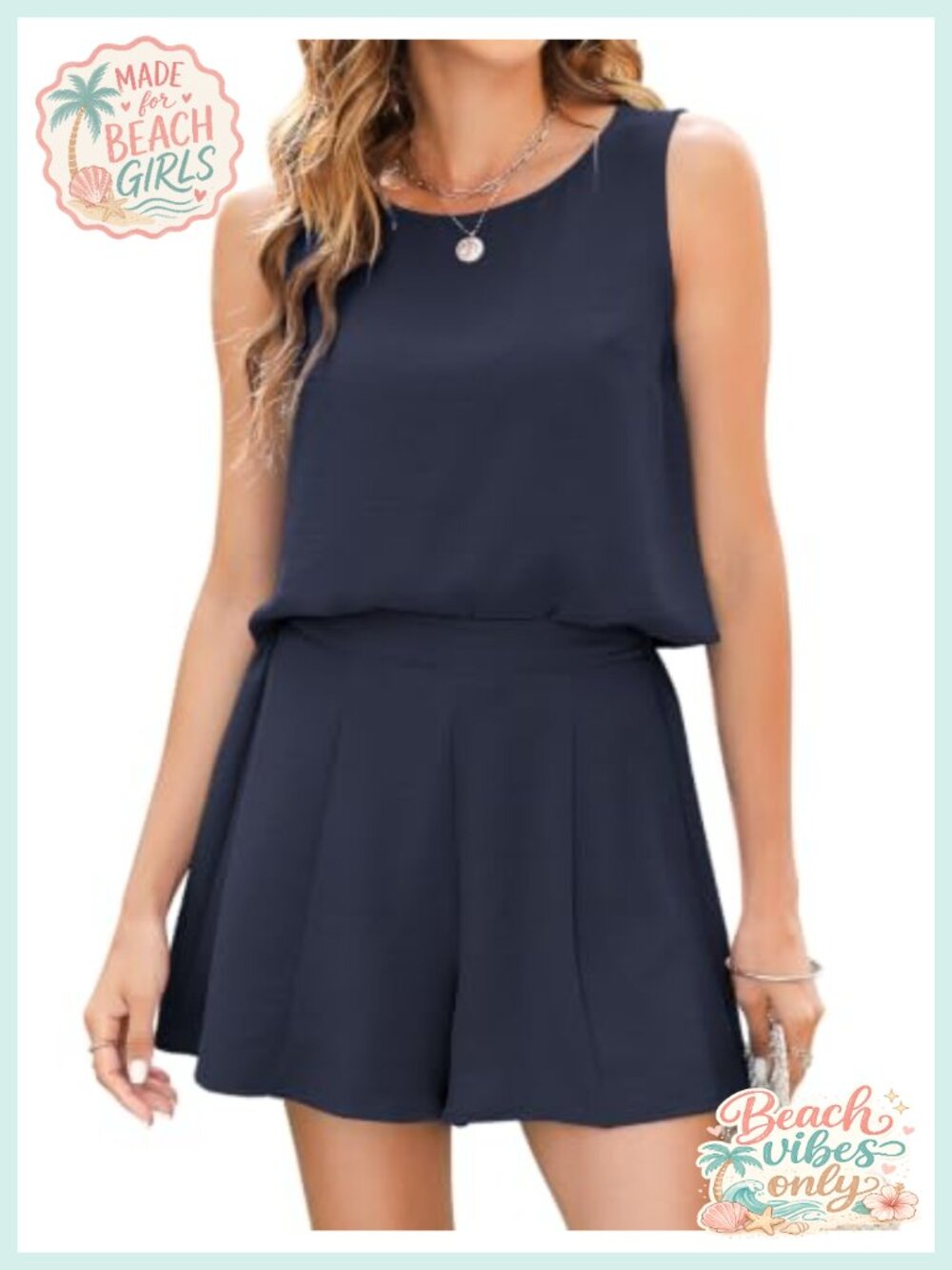 Women's 2 Piece Tank Top & Shorts Set Sleeveless Crop Top Culottes Romper